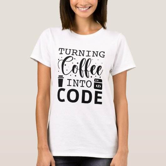 Koffie omzetten in code t-shirt (Voorkant)