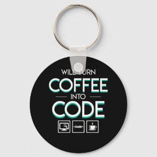 Koffie omzetten in Shirt Coder Programmer Sleutelhanger