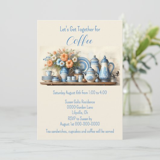 Koffie Ontmoet Samen Uitnodiging (Staand voorkant)