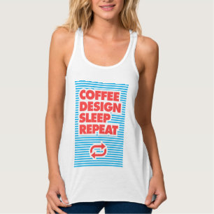 Koffie, ontwerp, slaapstand, herhalen, typografie tanktop