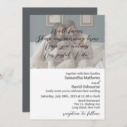 Koffie-ontwerp voor huwelijksuitnodiging kaart (Voorkant / Achterkant)