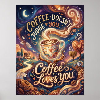koffie oordeelt je niet poster