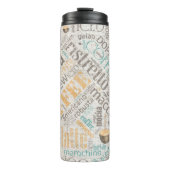 Koffie op Blauwgroen ID283 van de Wolk van Burlap Thermosbeker (Voorkant)