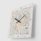 Koffie op Blauwgroen ID283 van de Wolk van Burlap Vierkante Klok (Hoek)