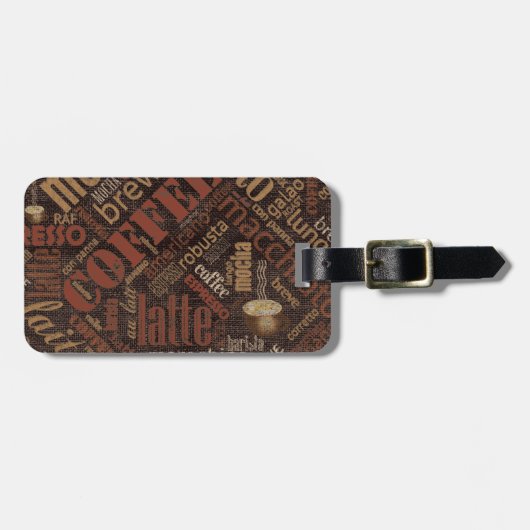 Koffie op Burlap Word Cloud Brown ID283 Bagagelabel (Voorkant horizontaal)