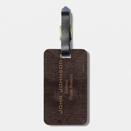 Koffie op Burlap Word Cloud Brown ID283 Bagagelabel (Achterkant verticaal)