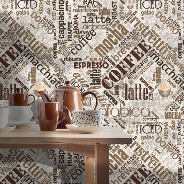Koffie op Burlap Word Cloud Brown ID283 Behang (Creator heeft geüpload)