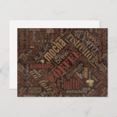 Koffie op Burlap Word Cloud Brown ID283 Briefkaart (Voorkant / Achterkant)