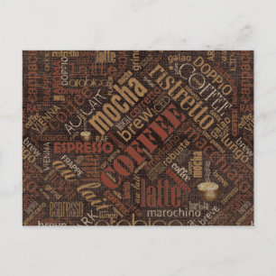 Koffie op Burlap Word Cloud Brown ID283 Briefkaart