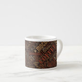 Koffie op Burlap Word Cloud Brown ID283 Espresso Kop (Voorkant rechts)