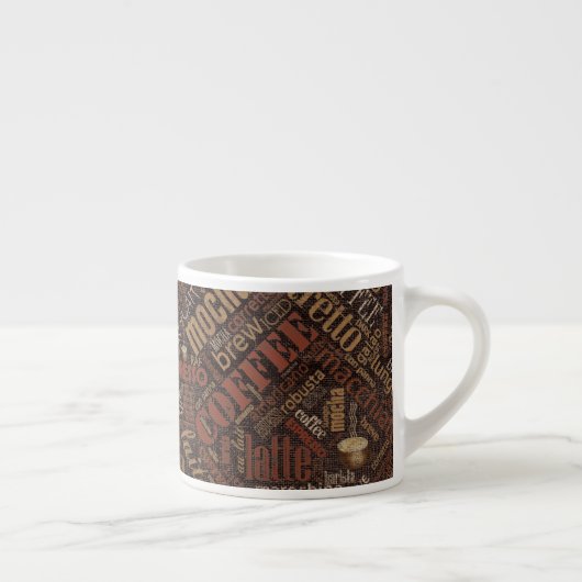 Koffie op Burlap Word Cloud Brown ID283 Espresso Kop (Rechts)