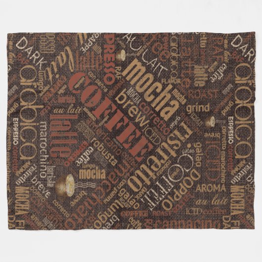 Koffie op Burlap Word Cloud Brown ID283 Fleece Deken (Voorkant (Horizontaal))