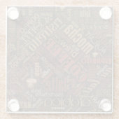 Koffie op Burlap Word Cloud Brown ID283 Glazen Onderzetter (Achterkant)