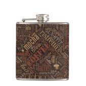Koffie op Burlap Word Cloud Brown ID283 Heupfles (Voorkant)