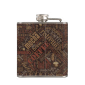Koffie op Burlap Word Cloud Brown ID283 Heupfles (Achterkant)