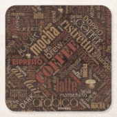 Koffie op Burlap Word Cloud Brown ID283 Kartonnen Onderzetters (Voorkant)