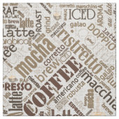 Koffie op Burlap Word Cloud Brown ID283 Stof (Swatch)