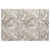 Koffie op Burlap Word Cloud Brown ID283 Stof (Fat Quarter)