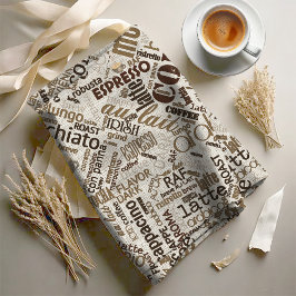 Koffie op Burlap Word Cloud Brown ID283 Stof