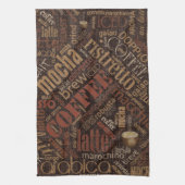 Koffie op Burlap Word Cloud Brown ID283 Theedoek (Verticaal)