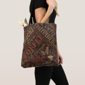 Koffie op Burlap Word Cloud Brown ID283 Tote Bag (Dichtbij)