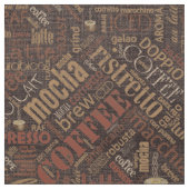 Koffie op Burlap Word Cloud Chestnut ID283 Stof (Swatch)