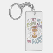 Koffie op de rotsen sleutelhanger (Voorkant Links)
