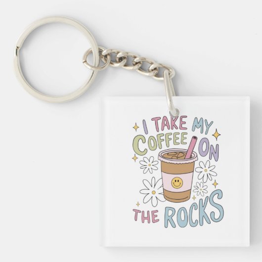 Koffie op de rotsen sleutelhanger (Voorkant)