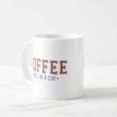 Koffie op een beker koffiemok (Voorkant links)