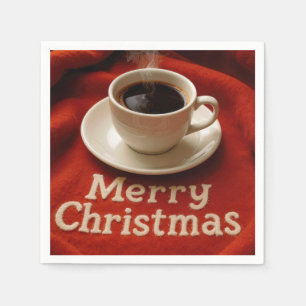 Koffie Op Een Kerstmisdeken Servet