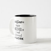 Koffie op het werk tweekleurige koffiemok (Voorkant links)