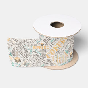 Koffie op jute wolk wolk teal ID283 Satijnen Lint