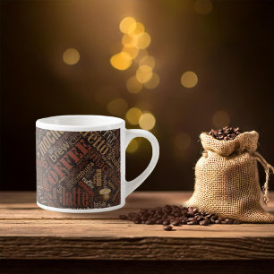 Koffie op jute woordwolk bruin ID283 Espresso Kop