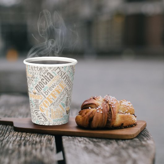 Koffie op Jute Woordwolk Teal ID283 Papieren Bekers
