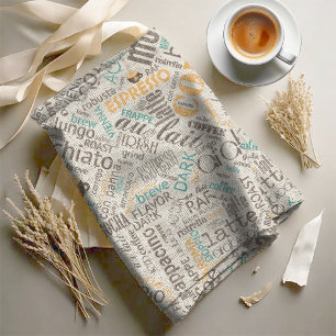 Koffie op jute woordwolk turquoise ID283 Stof