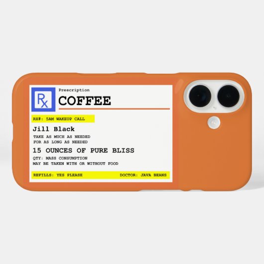 Koffie op recept grappig gepersonaliseerd Case-Mate iPhone case (Achterkant (horizontaal))