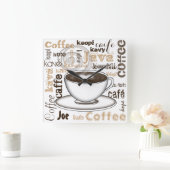 Koffie over de hele wereld vierkante klok (Huis)