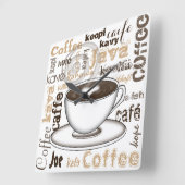 Koffie over de hele wereld vierkante klok (Hoek)