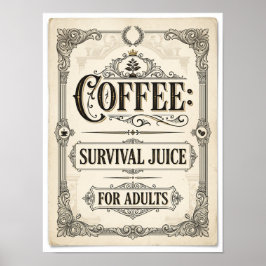 koffie overlevingsdrank voor volwassenen poster