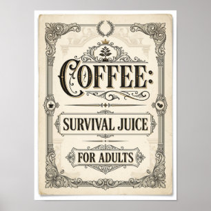 koffie overlevingsdrank voor volwassenen poster