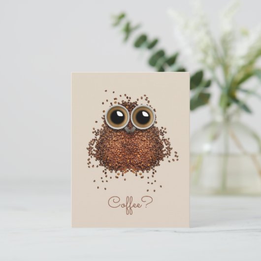 Koffie Owl aangepast briefkaart tekst (Staand voorkant)