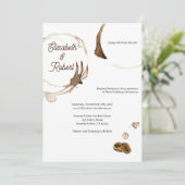 Koffie paar bruiloft uitnodiging (Staand voorkant)