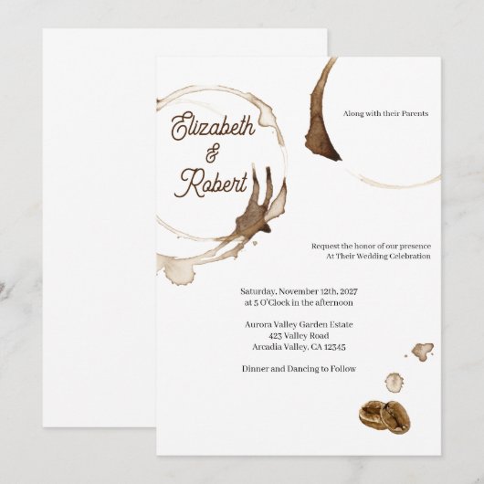 Koffie paar bruiloft uitnodiging (Voorkant / Achterkant)