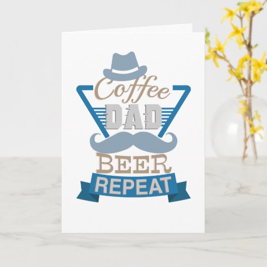 Koffie Papa Bier Herhaal Vaderdag Kaart (Gele Bloem)