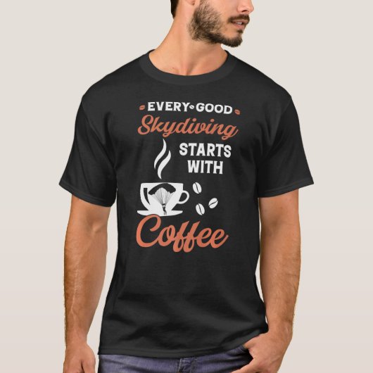 Koffie parachutespringen t-shirt (Voorkant)
