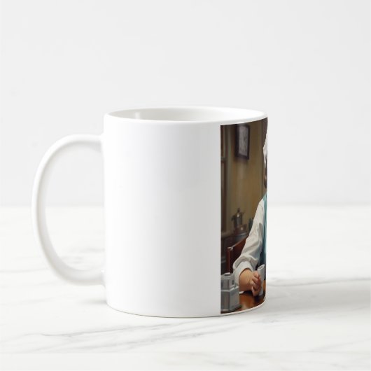 Koffie, patiënten en sarcasme: nippen met een glim koffiemok (Links)