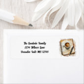  koffie, pen en papier retour adreslabels etiket (Insitu)