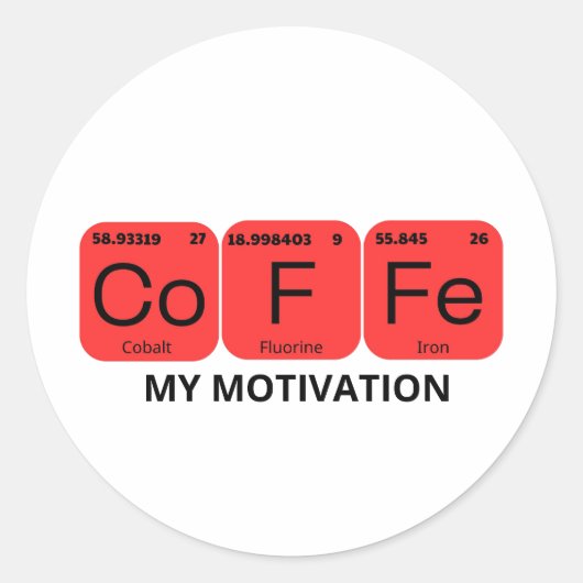 Koffie Periodiek Tafelelement Ronde Sticker (Voorkant)