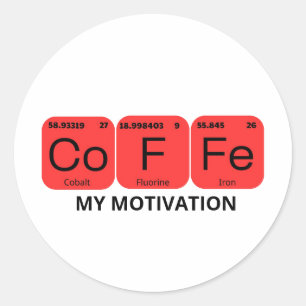 Koffie Periodiek Tafelelement Ronde Sticker