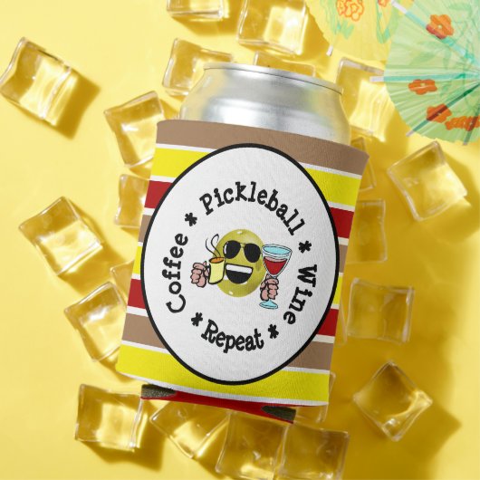 Koffie, Pickleball, Wijn, Pickleball Addict herhal Blikjeskoeler (Insitu Zomer)